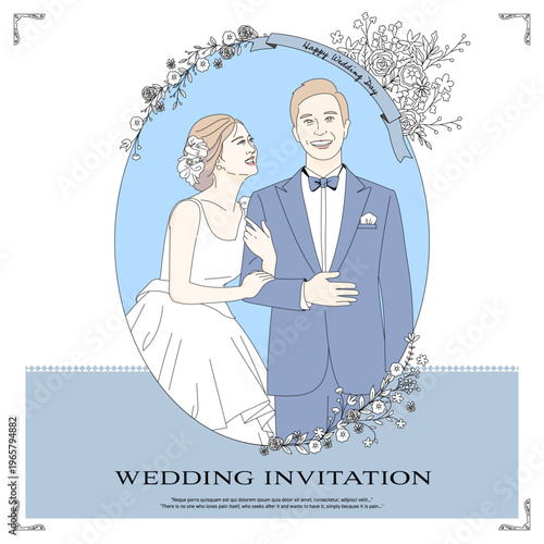 Wedding Invitation Card, newly married couple. 002
