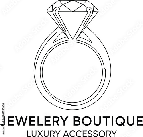 A luxury jewelry boutique logo featuring a diamond ring and elegant typography