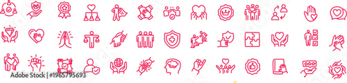 Health and Medical Line Icons Set Minimalist Modern Pink Outline Vector Grid for UIUX Design and Web Applications