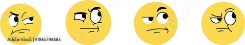 Angry emoji face vector illustration. displeased and frustrated facial expression. yellow upset smiley isolated on transparent background.