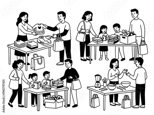 Community swap market for clothes books and home goods