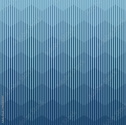 Seamless geometric pattern of vertical lines forming a smooth wave design in layered blue tones, clean and modern abstract background