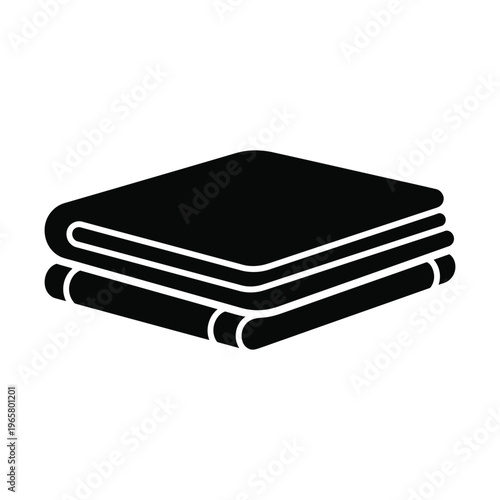 Folded blanket icon, black silhouette of stacked towels or fabric
