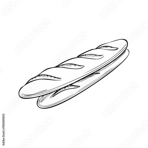 Two classic French baguettes sliced and layered ready for a sandwich or meal