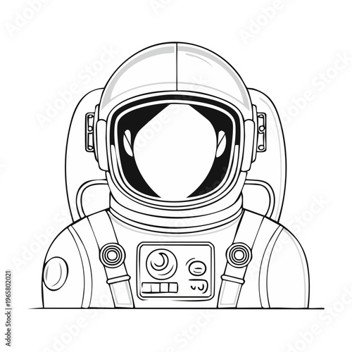 Astronaut suit and helmet drawing outline for space exploration and science