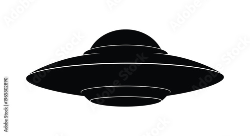 Classic flying saucer design a stark black shape silhouette