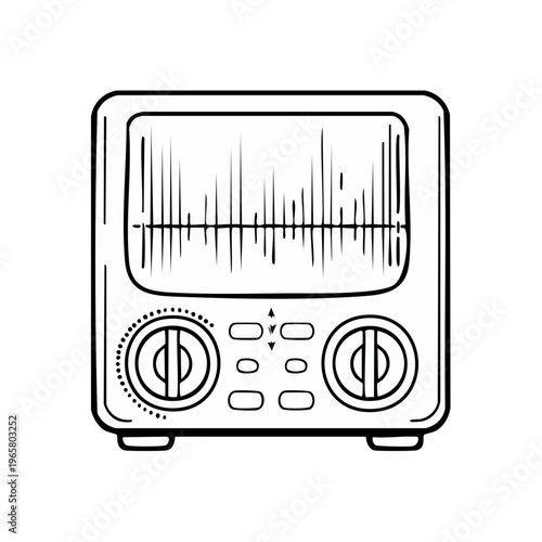 Vintage oscilloscope with waveform display and analog controls
