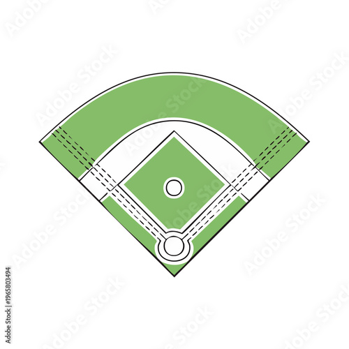 Green baseball diamond illustration with white base lines and home plate circle