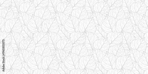 植物の葉っぱの線画の連続模様