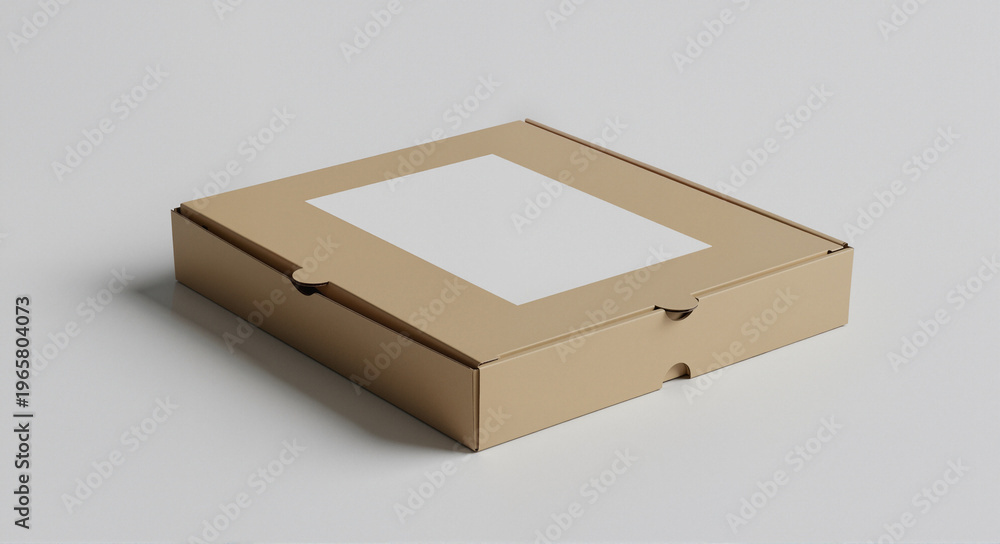 Naklejka premium Pizza Box, White Interior, Gray Background