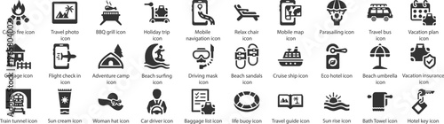 Travel, Adventure & Summer Vacation Icons
