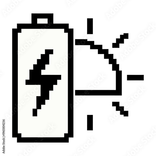 Vector icon of a battery with a lightning bolt showing recharging