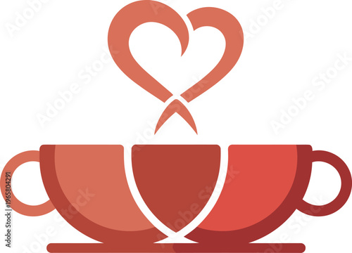 A vector graphic illustration of a teacup with a heart rising from it, symbolizing love and affection.