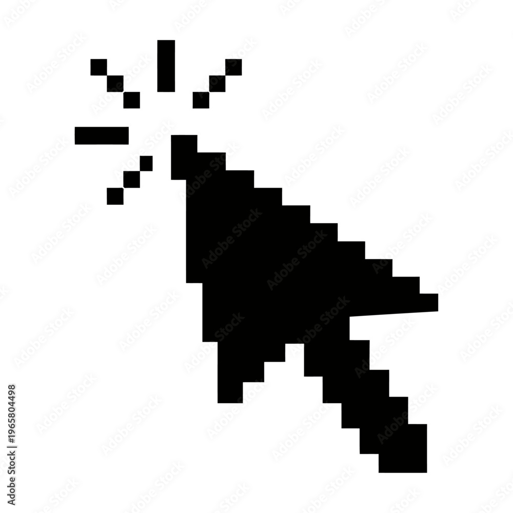 Fototapeta premium This pixel vector art depicts a cursor arrow pointing diagonally