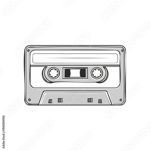 Vintage cassette tape audio recording media illustration