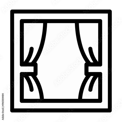 Vector of an open window with curtains pulled to the sides