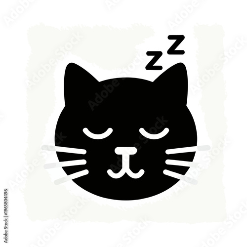 Vector of a sleeping cat with zzz symbols above it.