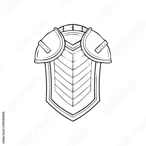 Stylized Chest Plate and Shoulder Armor Line Art for Medieval and Fantasy Concepts