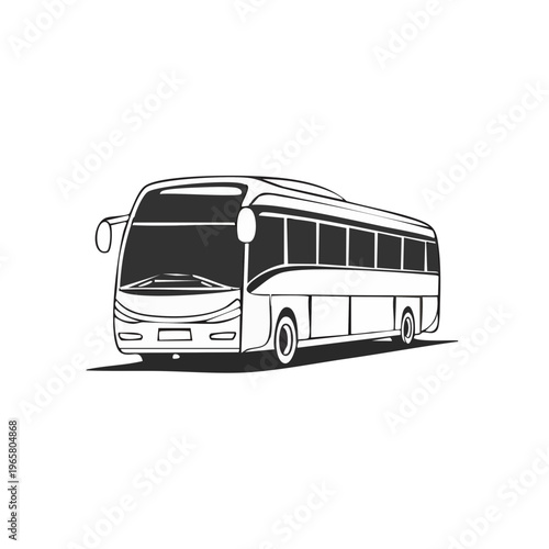Modern Coach Bus Line Art Icon for Transportation and Travel