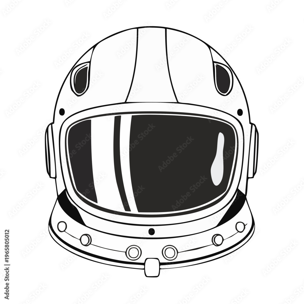 Fototapeta premium Astronaut Helmet Outline Vector Illustration Space Exploration Headgear