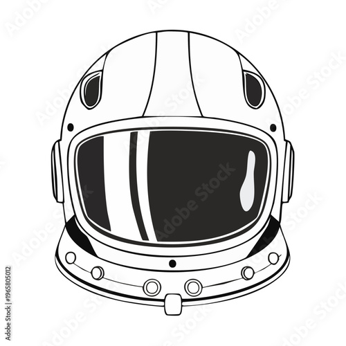 Astronaut Helmet Outline Vector Illustration Space Exploration Headgear