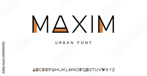 Fotografía A modern urban font design with orange accents on a white background