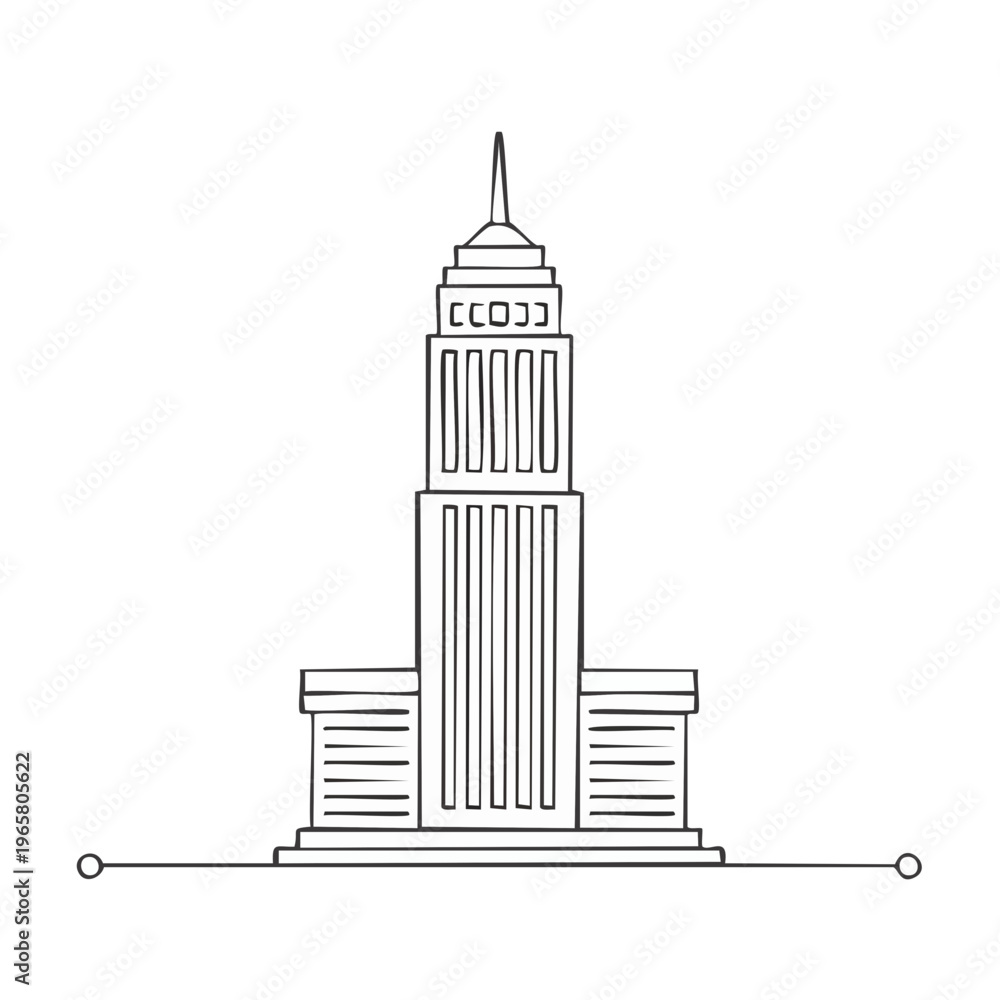 Obraz premium Art Deco skyscraper silhouette line drawing simplified architecture