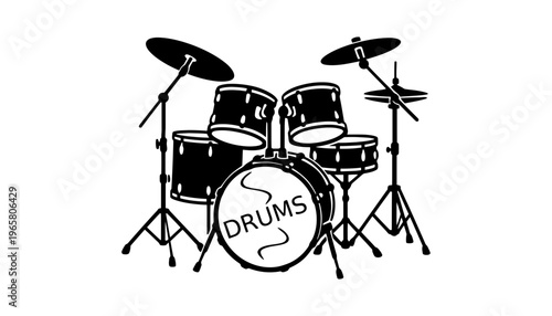 Drums vector illustration of a complete drum set with cymbals and stands