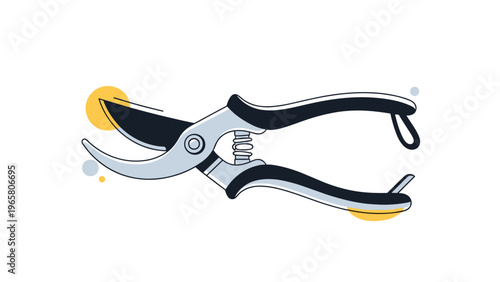 Professional gardening shears for pruning and trimming plants shown in a clean and modern flat tool illustration.