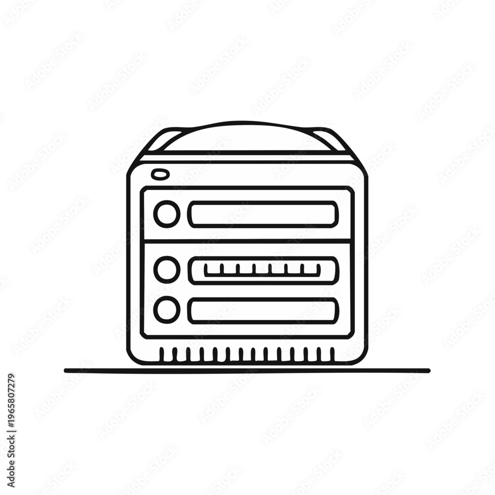 Obraz premium Retro portable audio player with multiple buttons and screen outlines