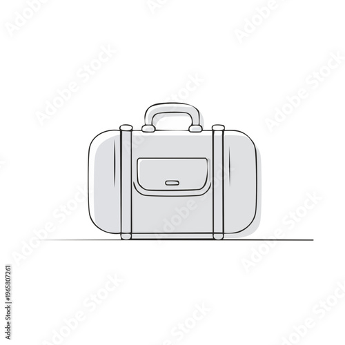 Minimalist outline of a classic travel duffel bag with a front pocket and handle