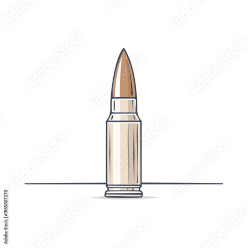 Isolated bullet illustration with sharp pointed tip and metallic casing