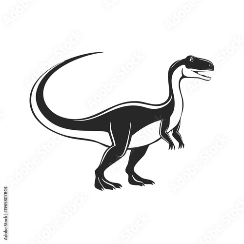 Stylized Velociraptor Dinosaur Icon Illustration on a White Background