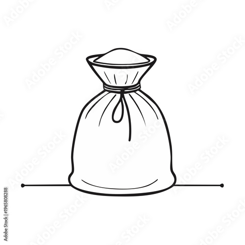 Hand Drawn Sack Full of Sand or Flour Tied With Rope Illustration