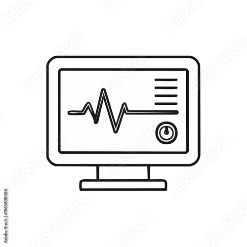 Heartbeat monitor electrocardiogram screen displaying health data line graph
