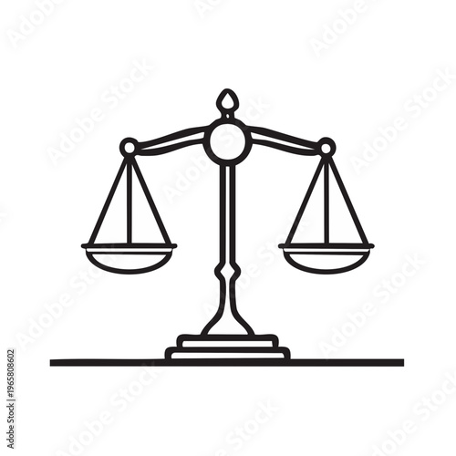 Classic Black Outline Balance Scales Symbol of Justice Equality and Fairness