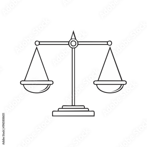 Classic balanced scales of justice vector line art drawing