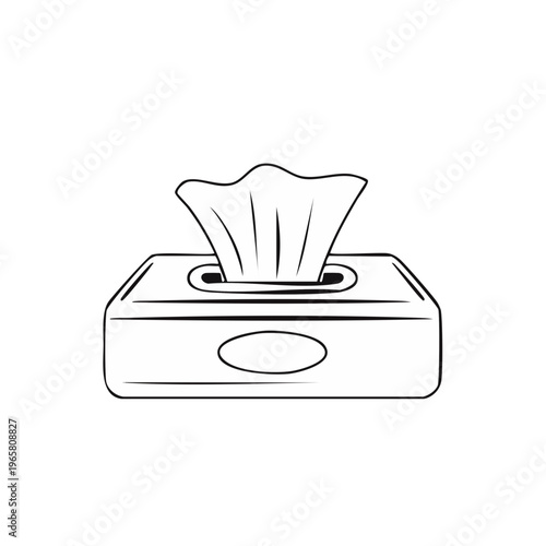 Outline drawing of a tissue box with a single tissue pulled out