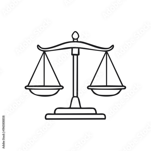 Simple Outline Drawing of Traditional Justice Scales Symbolizing Balance and Law