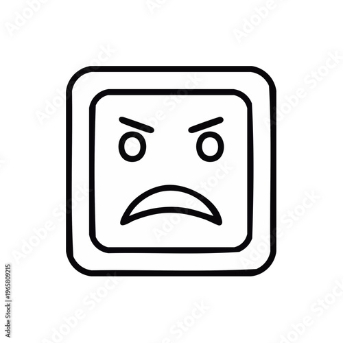 Simple outline illustration of an angry face emoji symbol