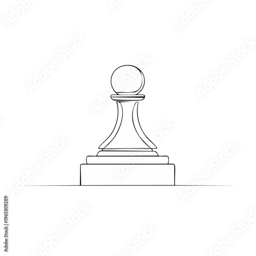 Simple Chess Pawn Line Drawing Illustration White Background