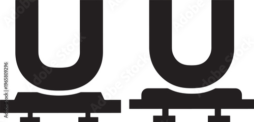 Two Horseshoe Magnets Facing Each Other, Demonstrating Attraction and Repulsion Forces in Physics and Science, Magnetic Field, Black And White