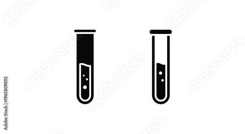 Two test tubes one full one partially filled with liquid and bubbles