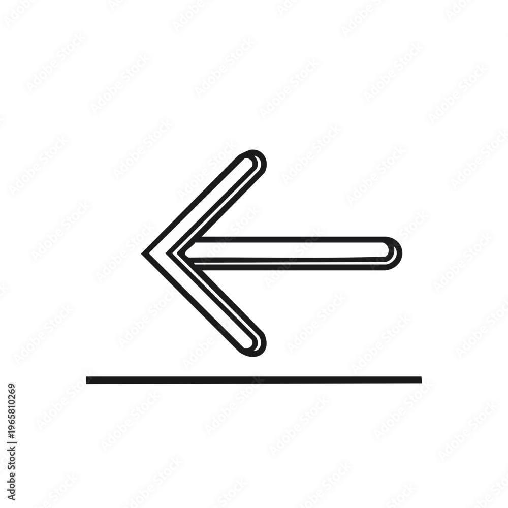 Obraz premium Clean black outline arrow pointing left above a horizontal line symbol