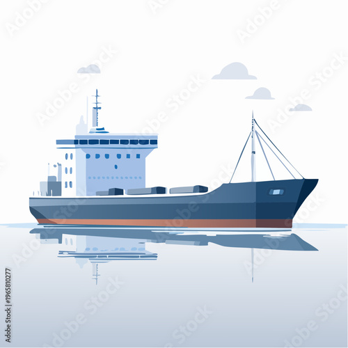 Modern cargo ship sailing on calm waters, illustrating global trade and essential maritime logistics for international commerce