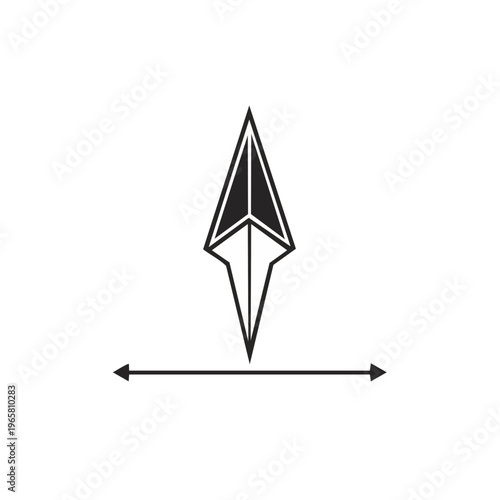 Stylized compass rose arrow icon showing direction north and east west axis