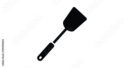Simple black silhouette of a kitchen spatula on a white background