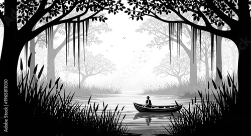 фотографія Man in a small boat.