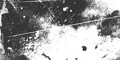 Black and white textured background with grunge effect and scattered dots distressed