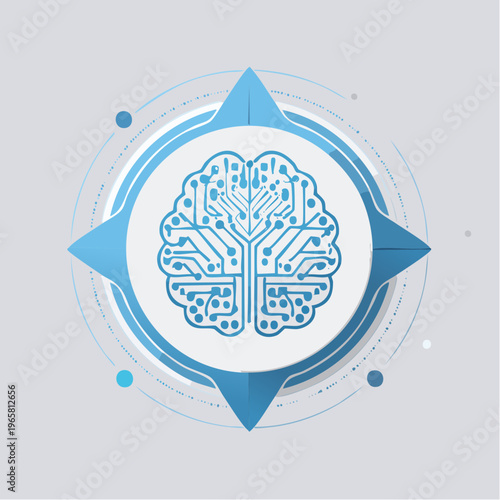 Digital Brain Circuitry Icon Symbolizing Artificial Intelligence and Advanced Technological Innovation for Global Progress